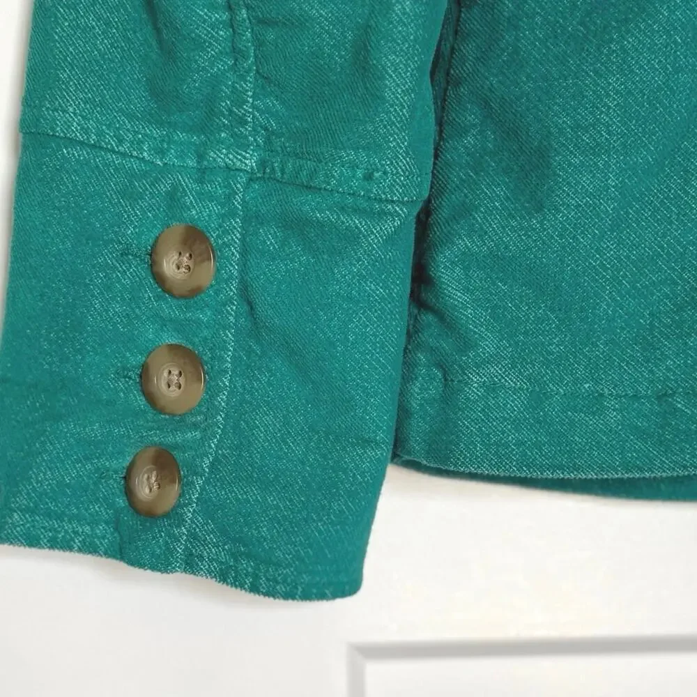 Sundance Womens Corduroy Jacket Teal Pockets Tie Back Womens Small/Petite - Picture 5 of 8